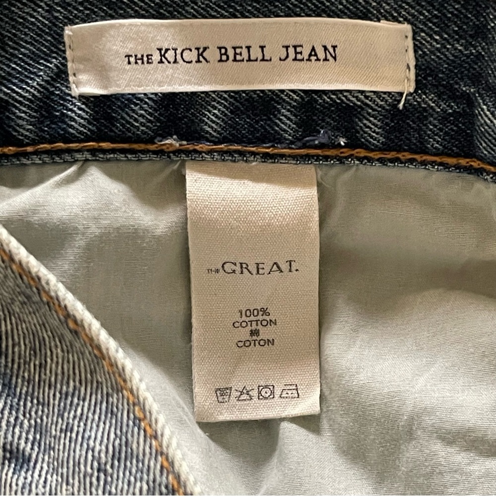 The GREAT. Faded Blue The Kick Bell Jeans Flare Denim Jeans (28x28) - Picture 14 of 15